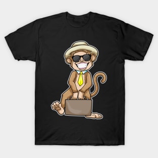 Monkey as Businessman with Briefcase & Sunglasses T-Shirt